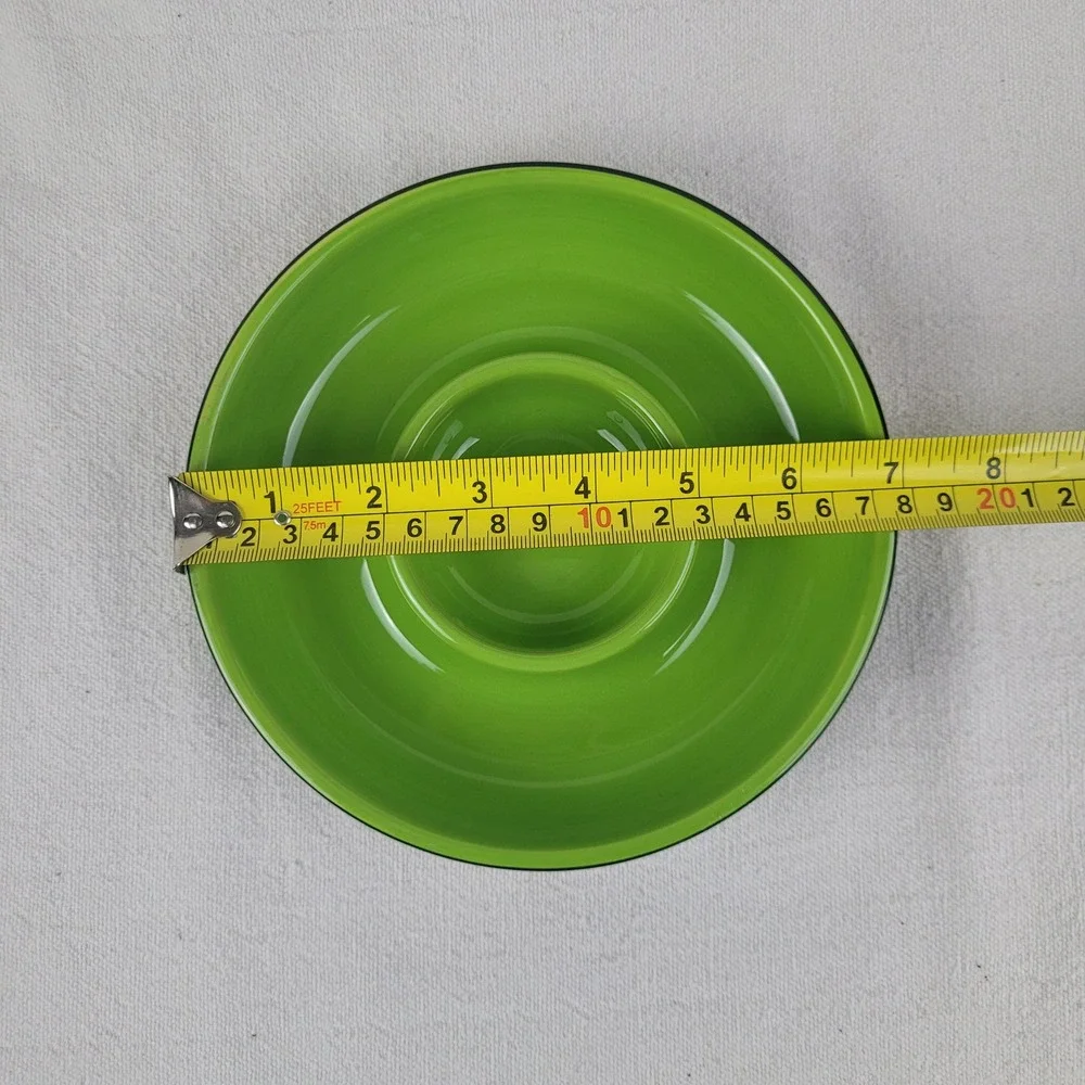Crate & Barrel Margarita Salt sugar Bowl Black Green Citrus Fruit Ceramic 8 Inch